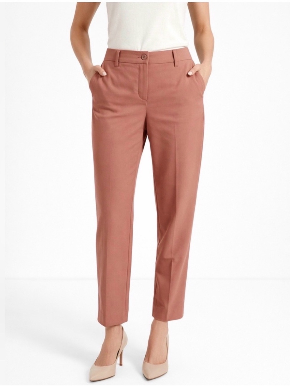 NWT Wildfang The Empower Trouser Dusty Rose/ Rose Brown Straight Leg Sz 8